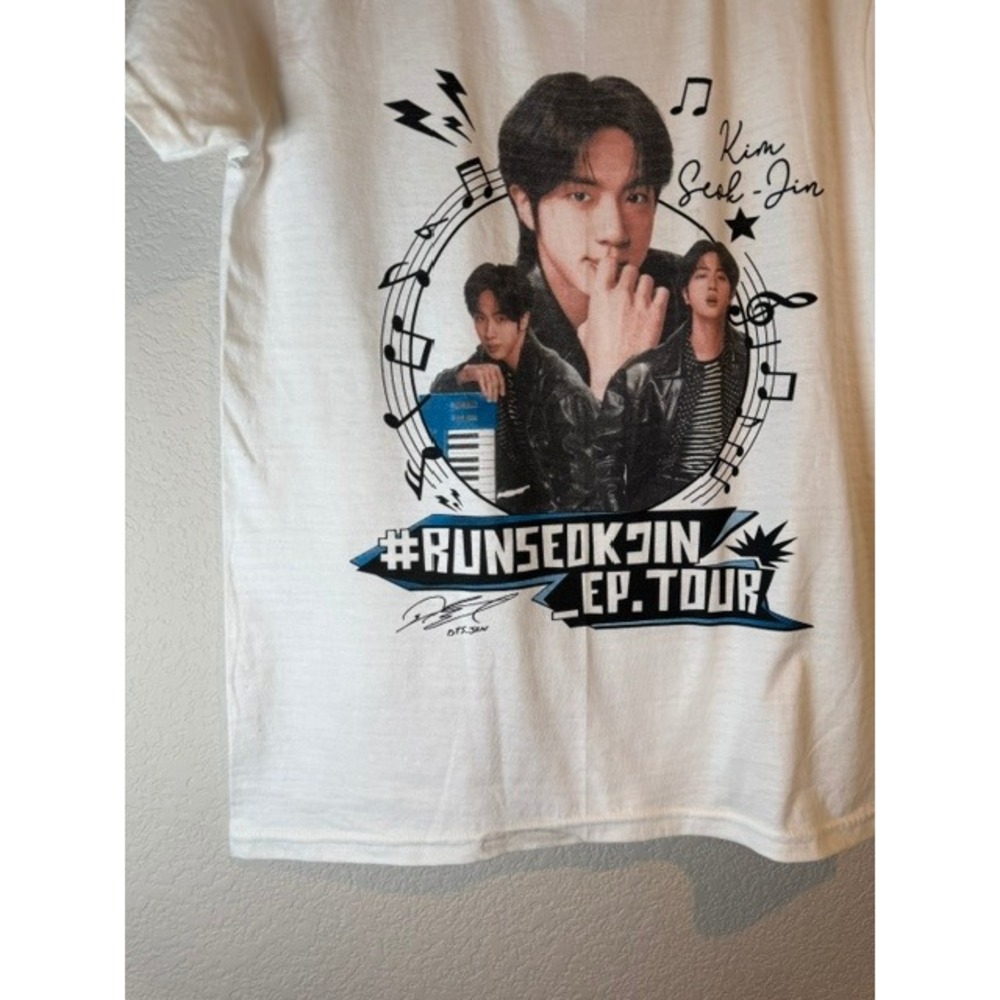BTS Jin Kim Seok-jin RunSeokjin EP Tour Graphic T-Shirt White Mens Small AAA - Picture 2 of 4